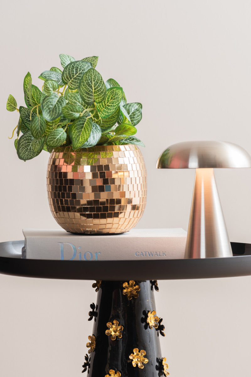 Plant Pot - Disco Mirror Globe Gold