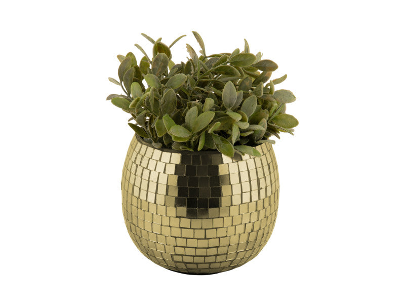 Plant Pot - Disco Mirror Globe Gold