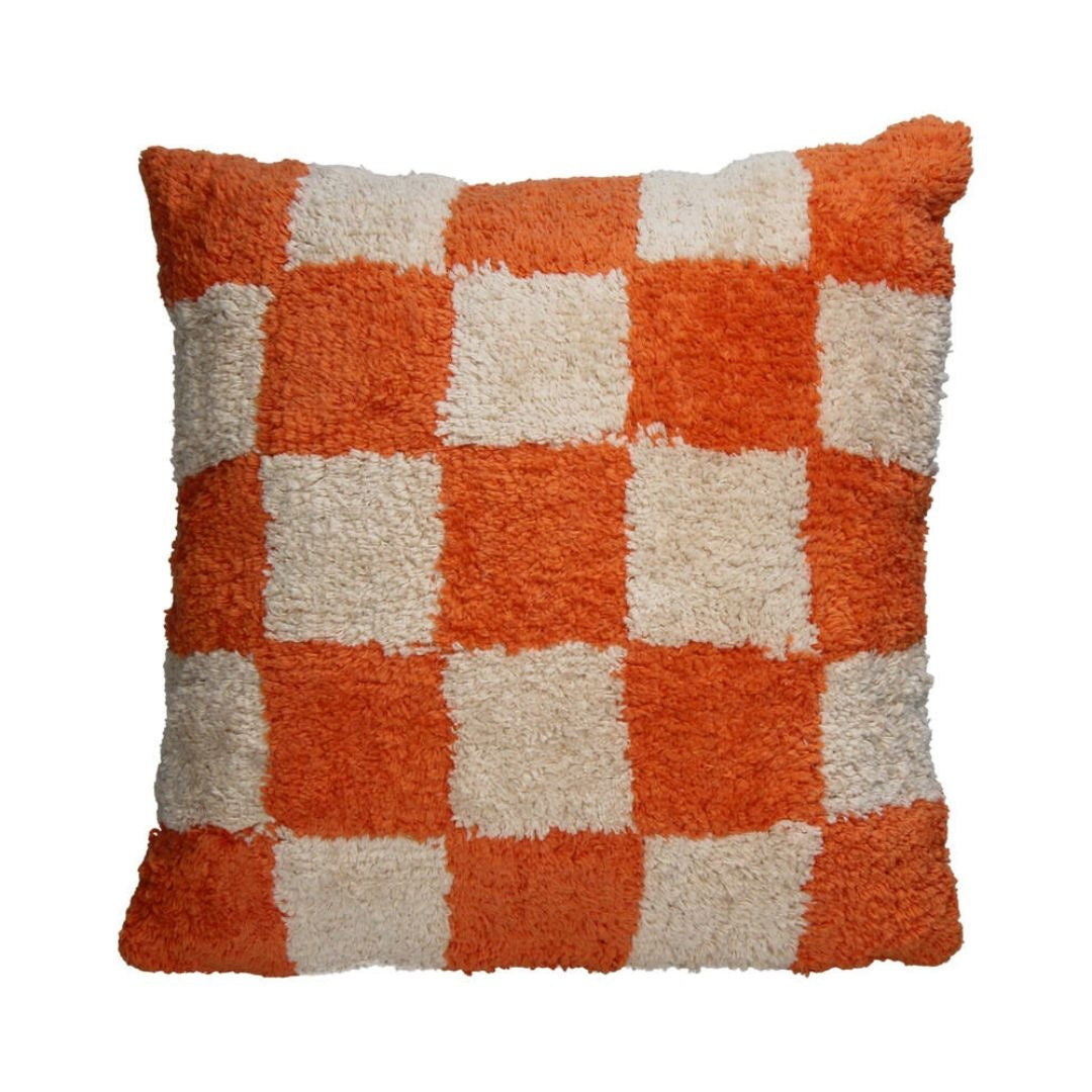 Coussin - Carreaux Orange & Pêche