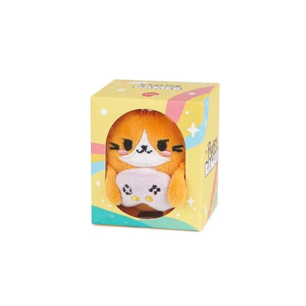 Pluizig Kawaii Gamer oranje sleutelhanger