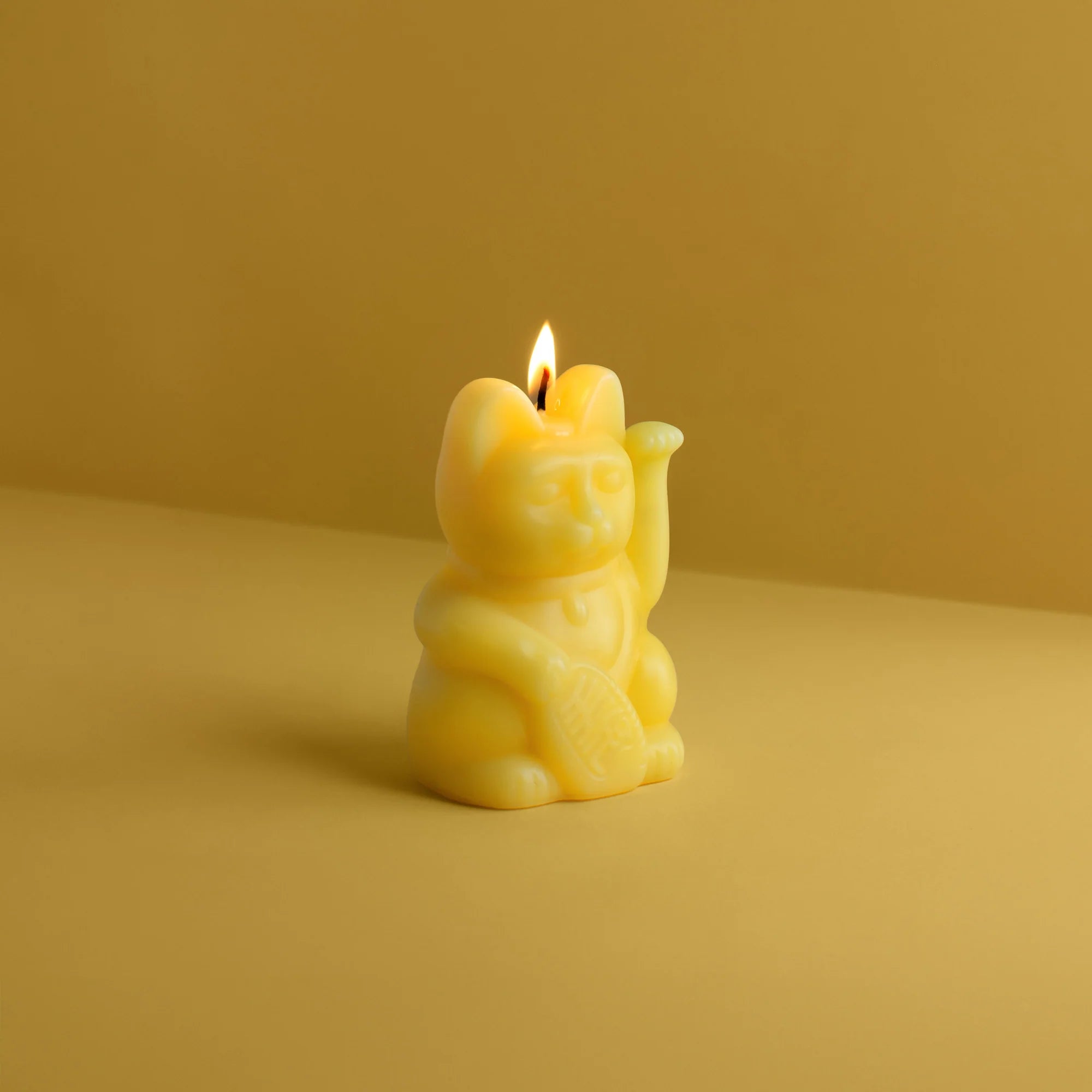 Yellow Maneki Neko Cat Candle