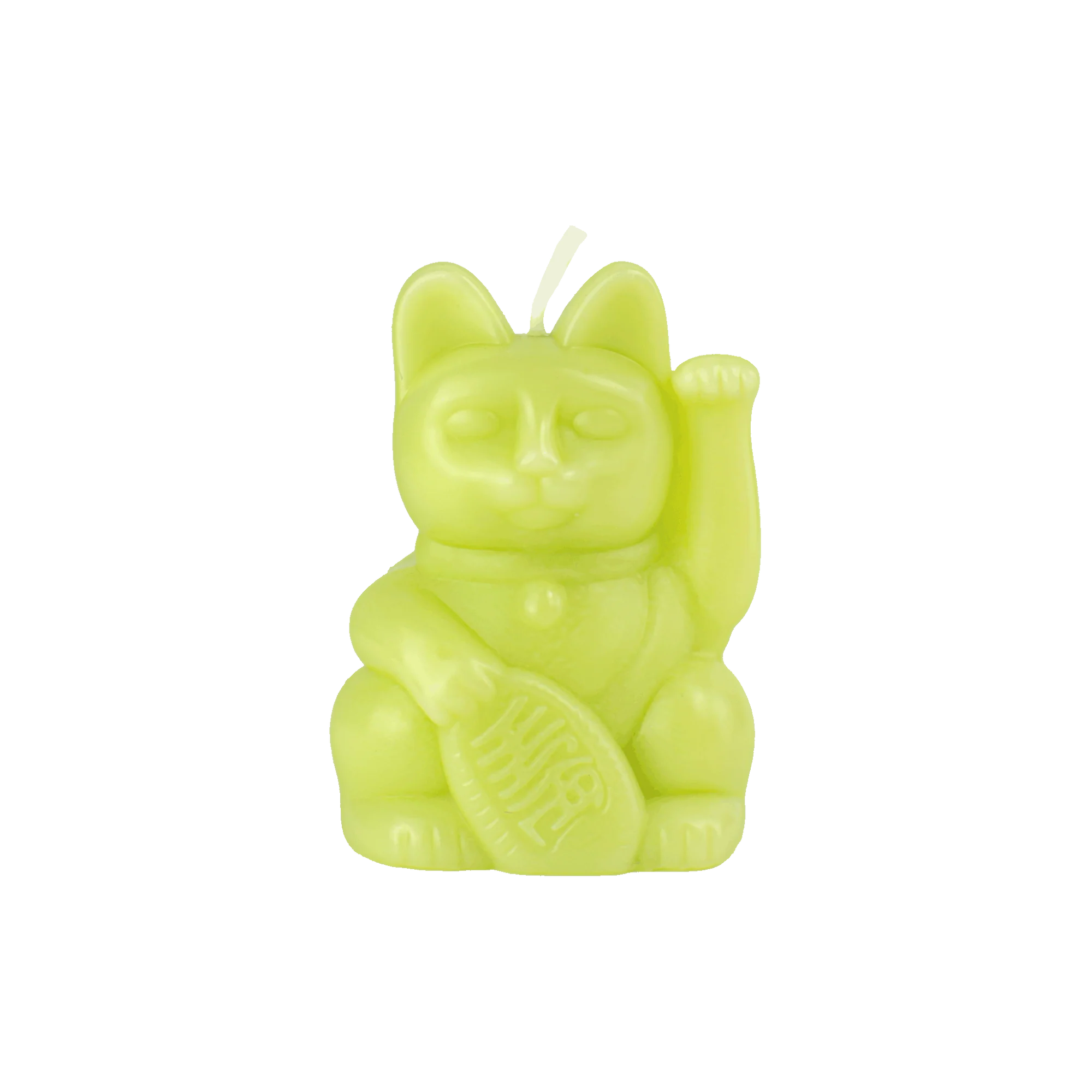 Maneki Neko Cat Candle - Light Green