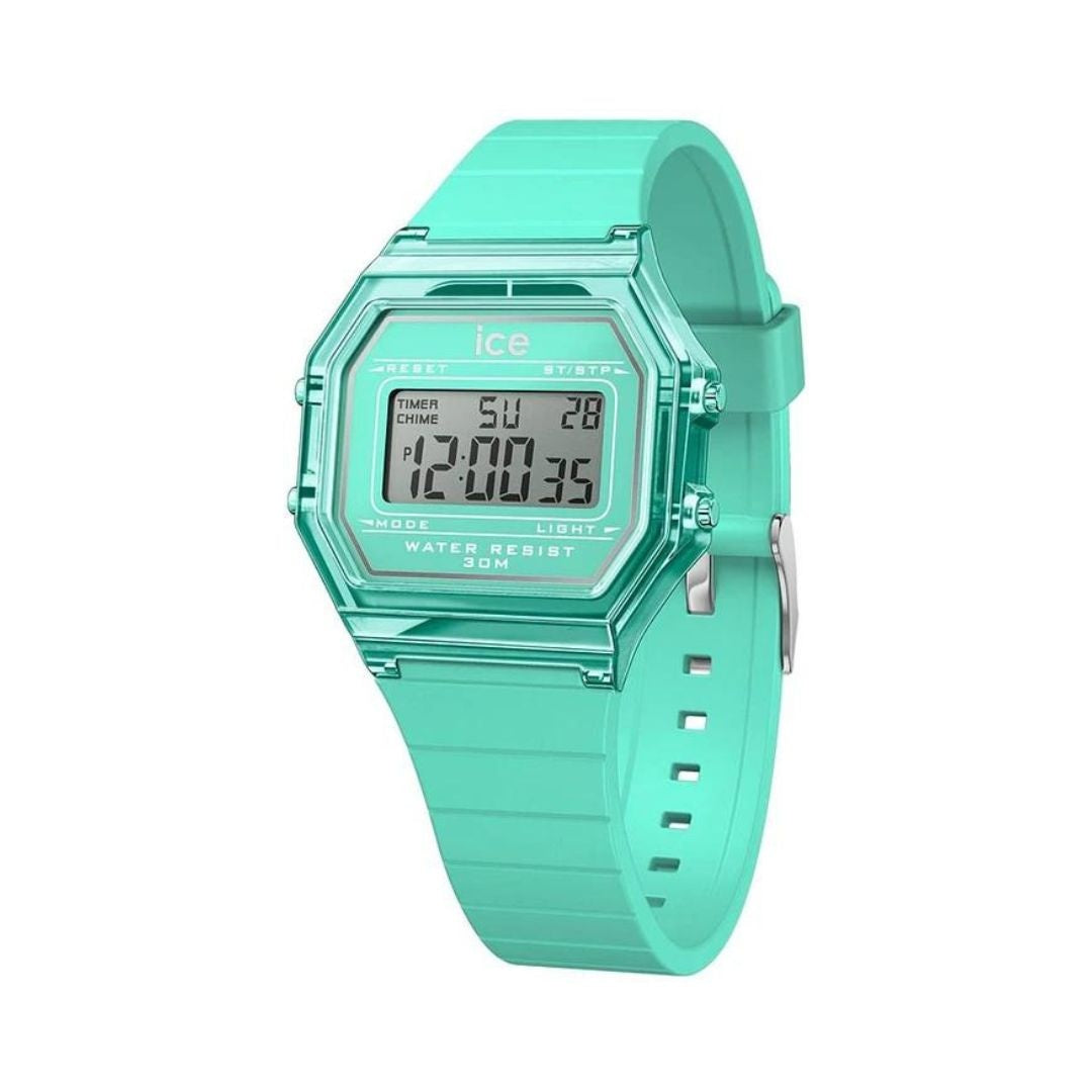 Ice Digit Retro Horloge - Azuurblauw Clear S