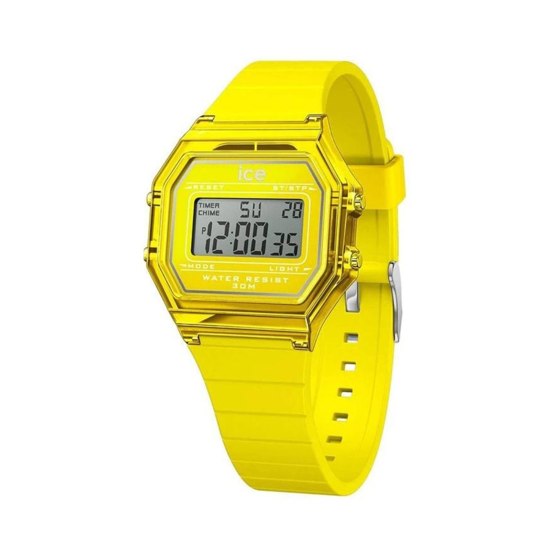 Ice Digit Retro Watch - Electric Yellow Clear S 