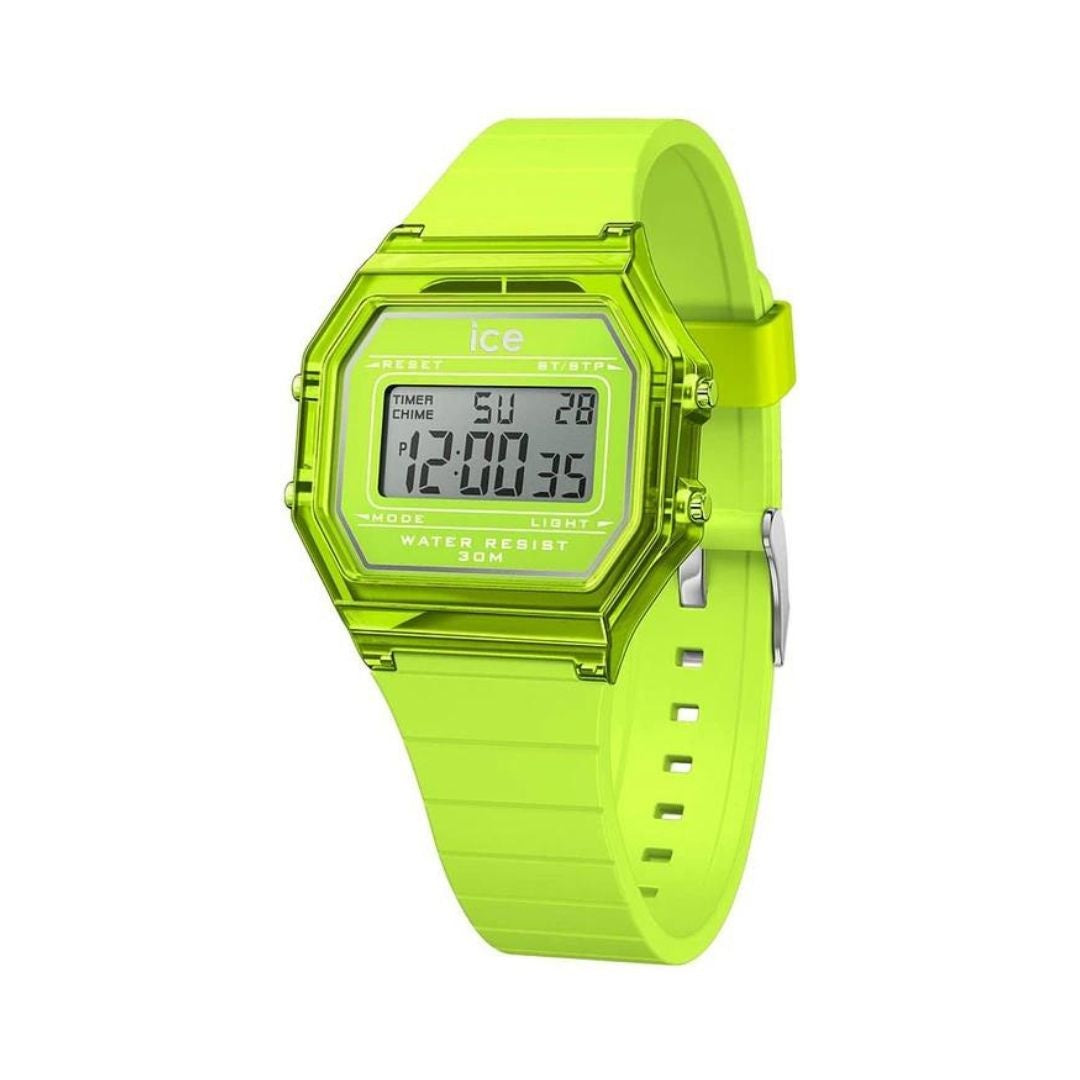 Ice Digit Retro Watch - Green Lime Clear S 