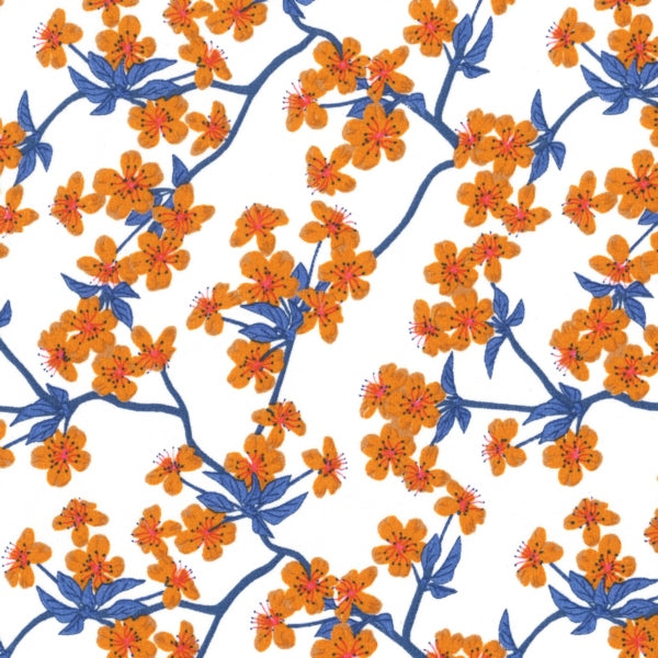 Coated cotton tablecloth 50 cm - Amalie white/orange/blue
