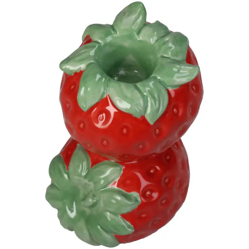 Earthenware Candleholder - Duo of Strawberries 