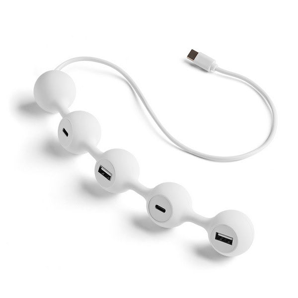 HUB-C met Meerdere Poorten - Peas USB-C & USB-A Wit 