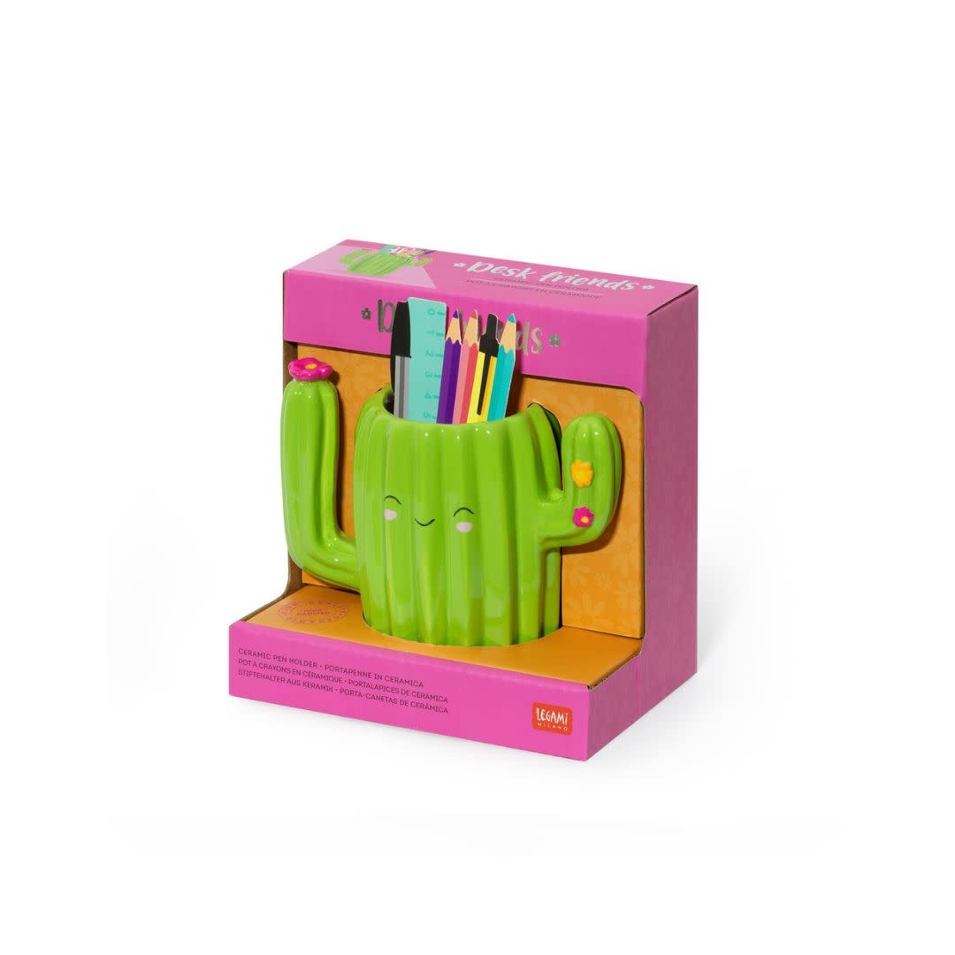 Ceramic pencil cup - desk friends - cactus