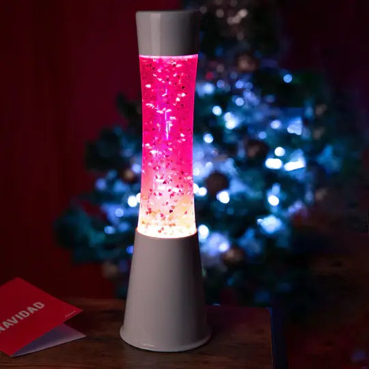 White Lava Lamp with Glitter Hearts 