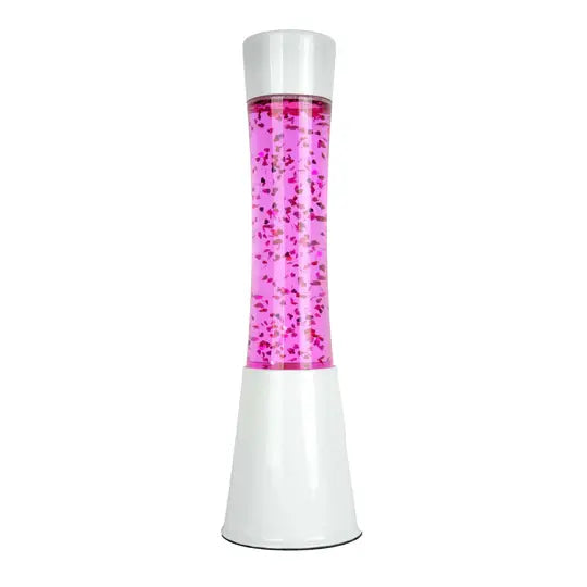 White Lava Lamp with Glitter Hearts 