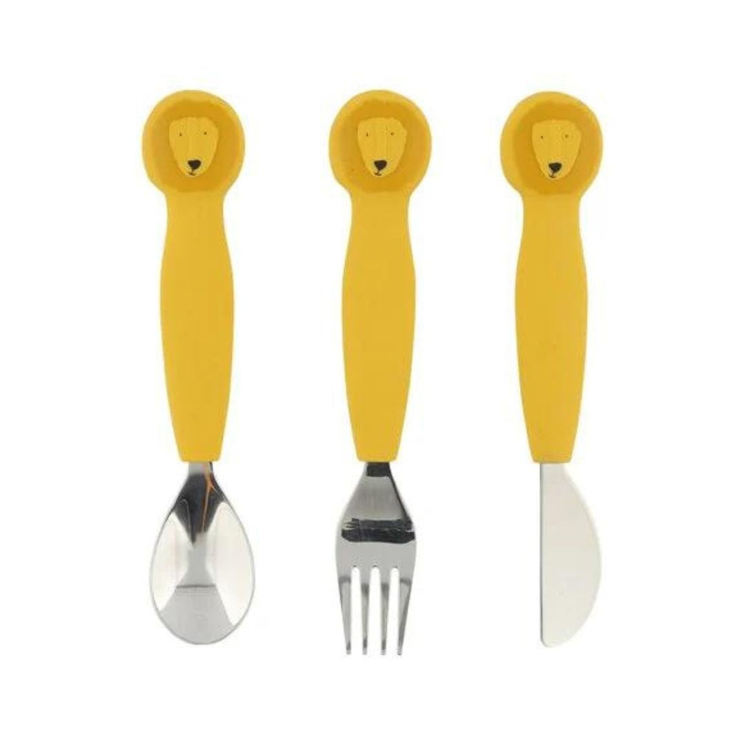 Set of Metal and Silicone Cutlery - Mr. Lion