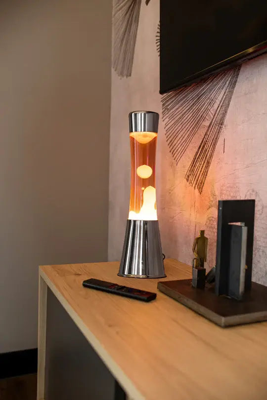 Lampe Lave - Chrome & Orange