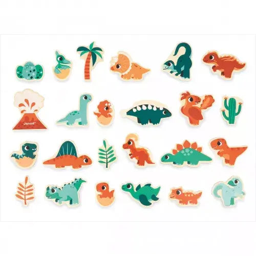 Set de 24 magnets Dino en Bois