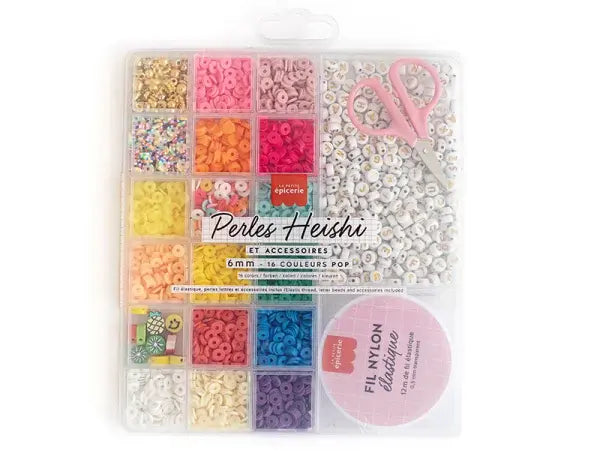 Boîte de perles heishi 16 couleurs pop 6 mm