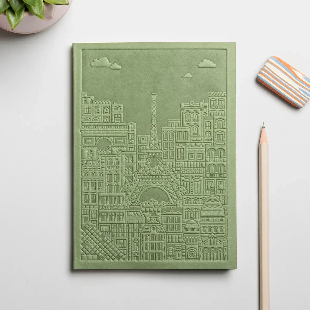 Debossed Notebook - Paris - Green