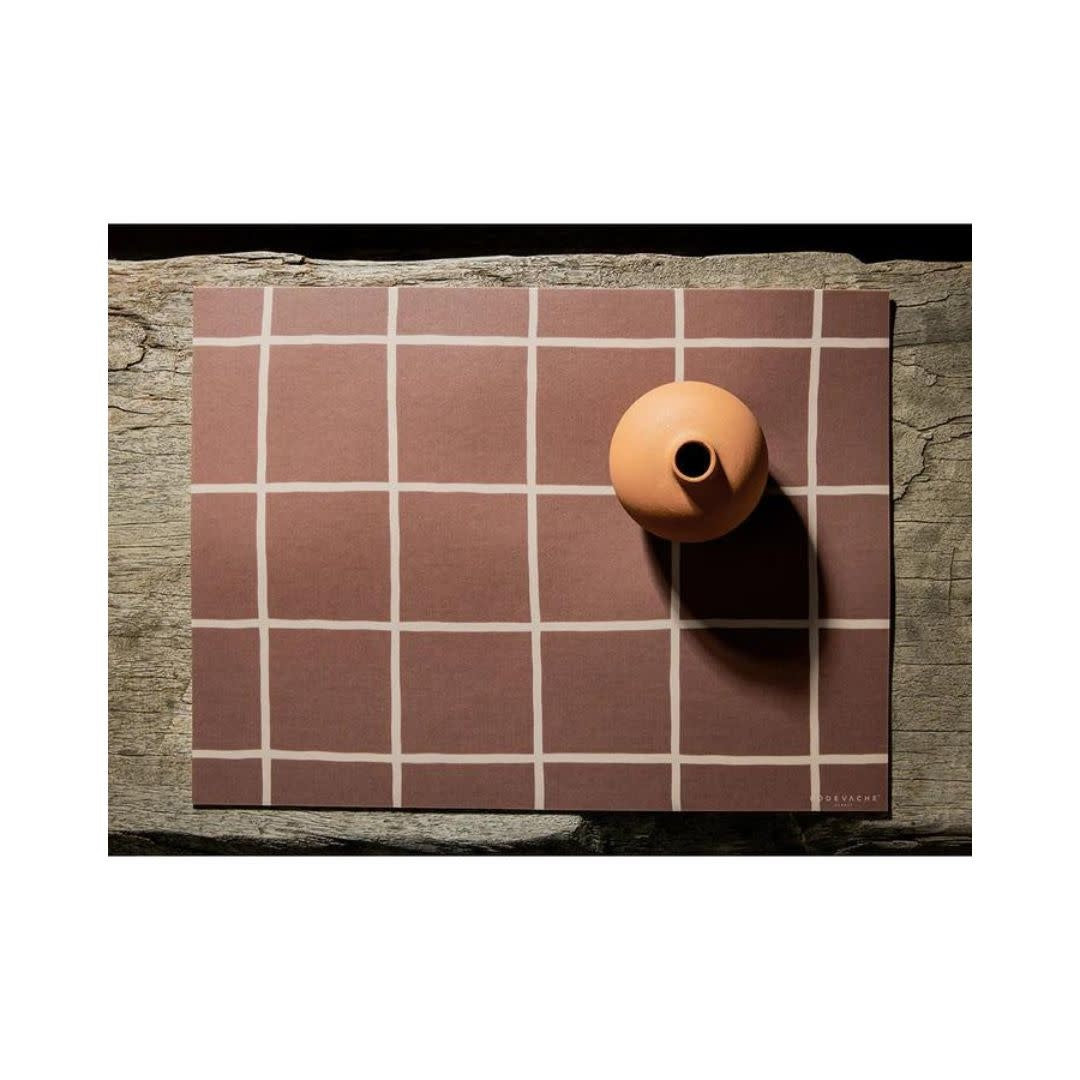 Placemat rectangle check - dark brown