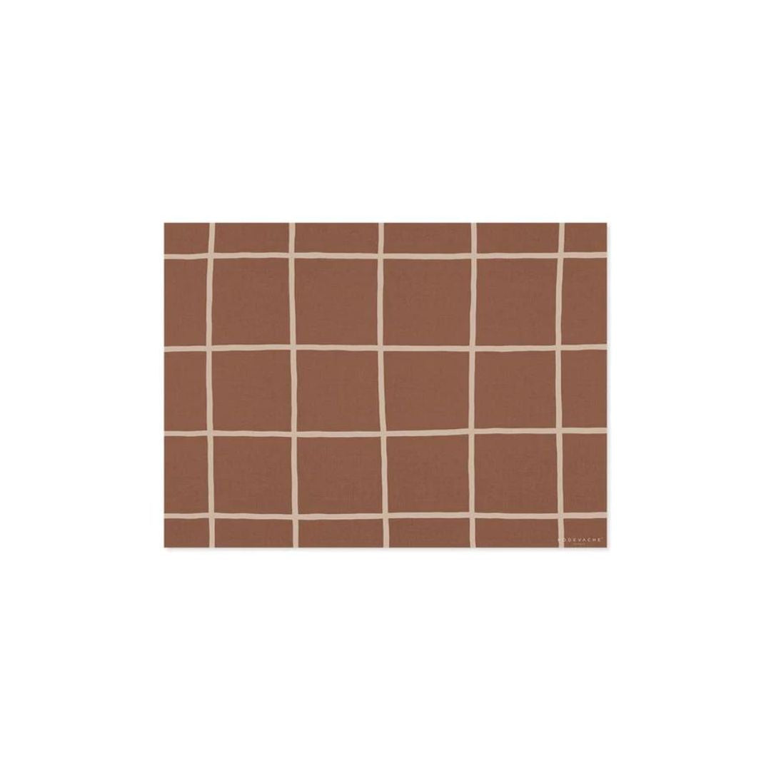 Placemat rectangle check - dark brown