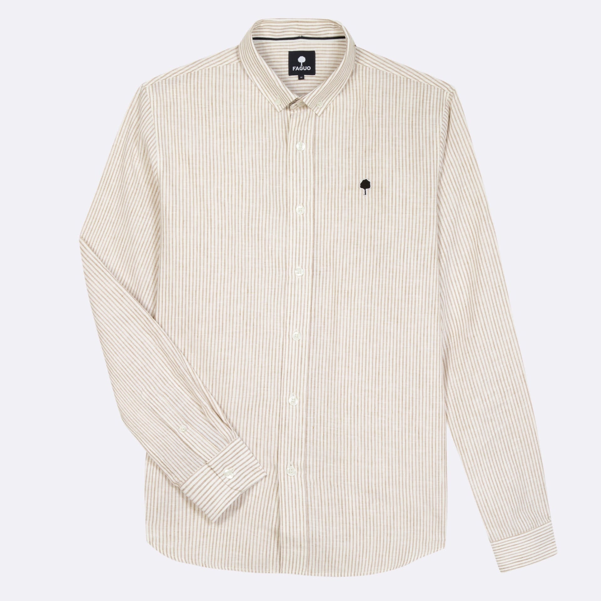 Cotton & Linen Shirt - Ivoy Camel & Beige 