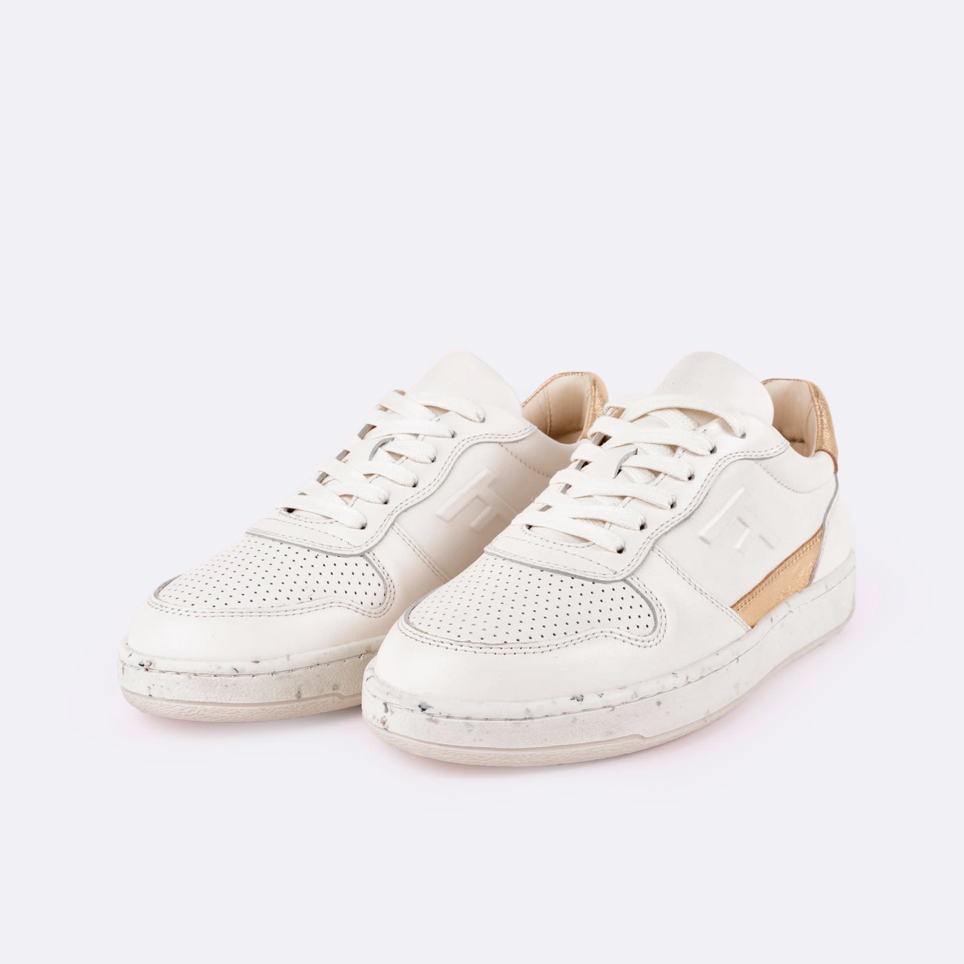 Elzen sneakers Wit Goud leer