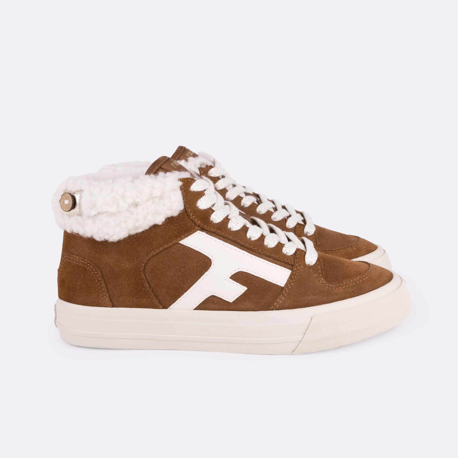 Sneakers Walnut Mid Suede Camel & White Leather