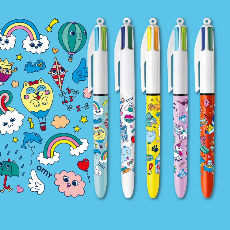 Pack of 5 4-colour Kawaii pens 