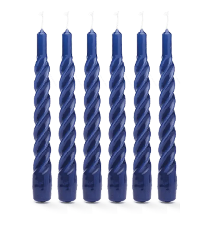 Set van 6 Kaarsen - Blauw Gedraaid 