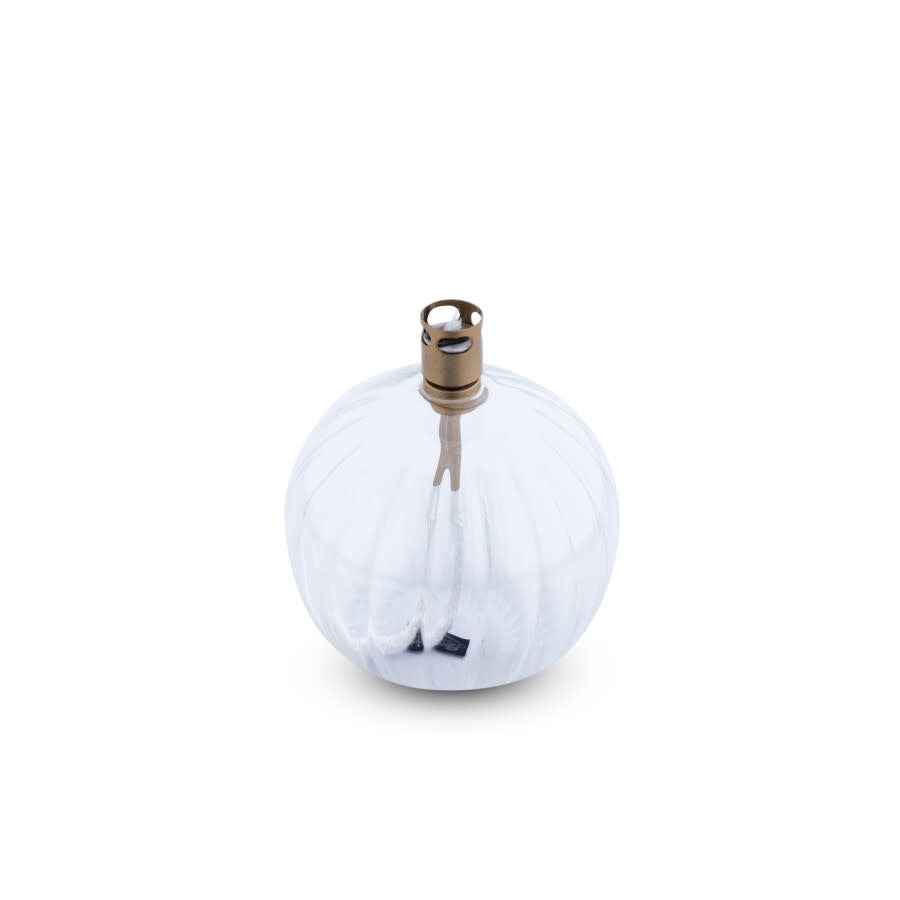 Brass Striated Ball Oil Lamp 