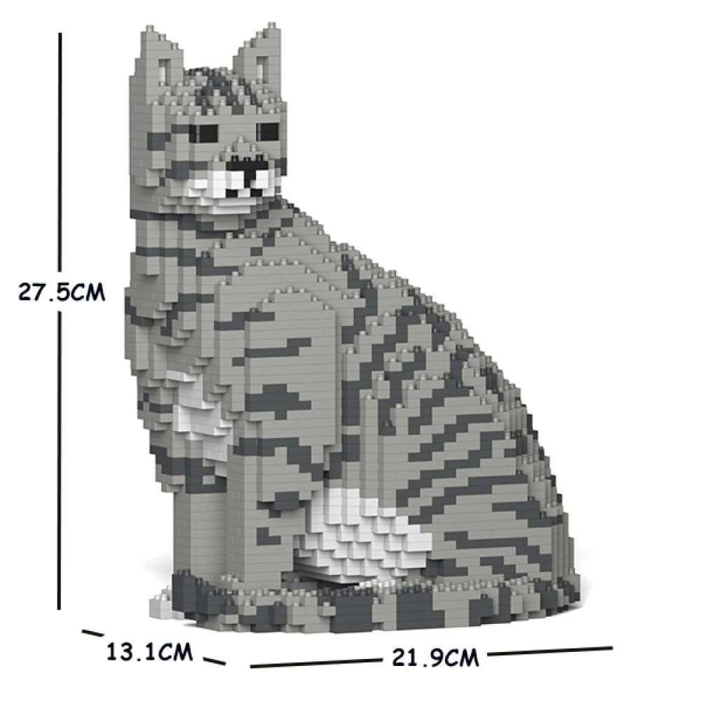 Bouwpakket - Lichtgrijze zittende tabby kat