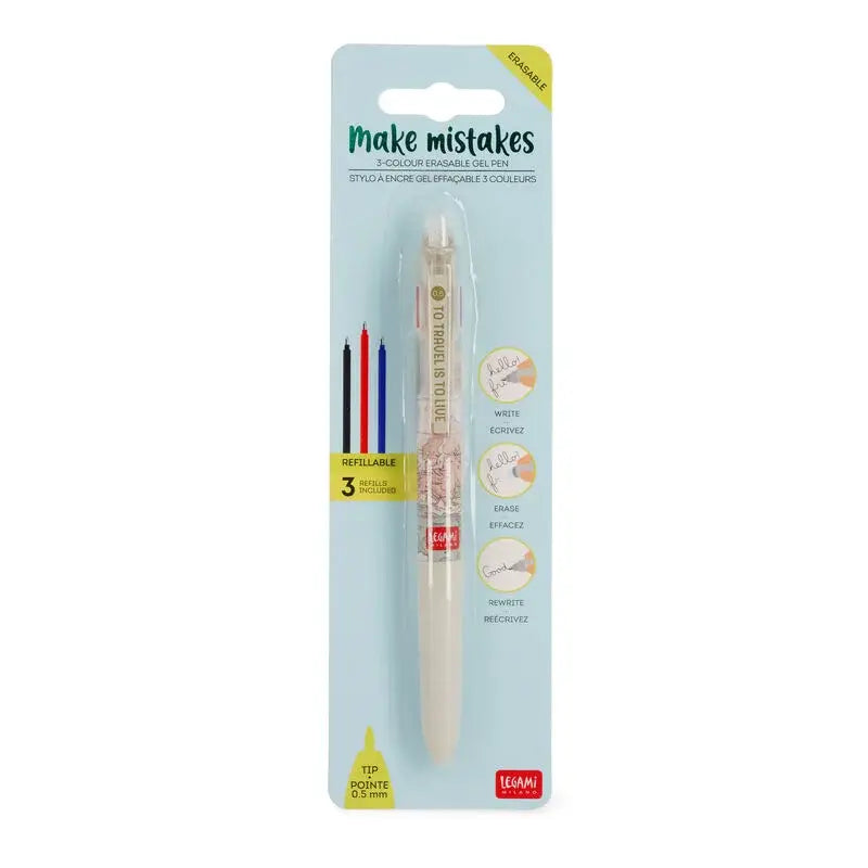 3 coulour Erasable Gel Pen Make mistake Travel