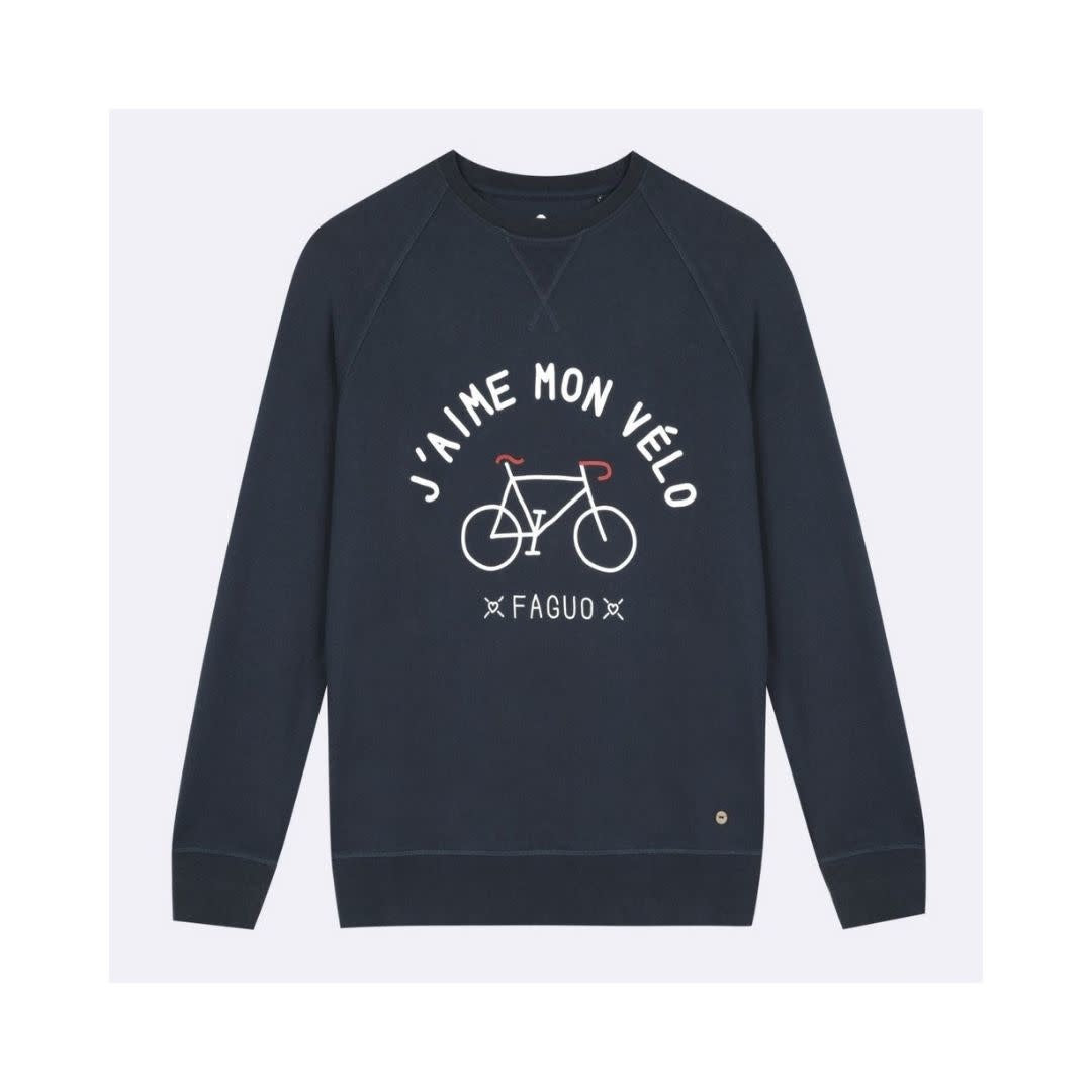 Sweat Shirt Darney J'aime mon Vélo Col Rond Gris