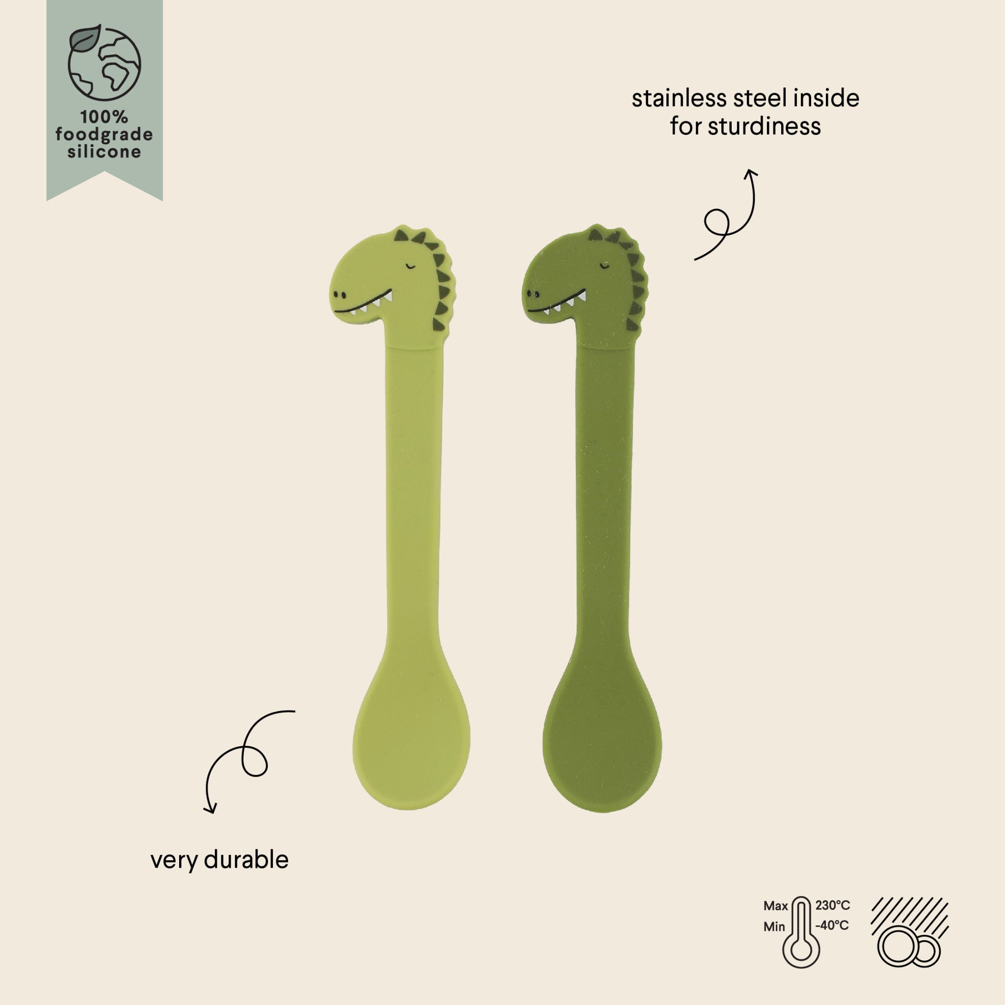 Set of 2  Silicone Spoons - Mr. Dino 