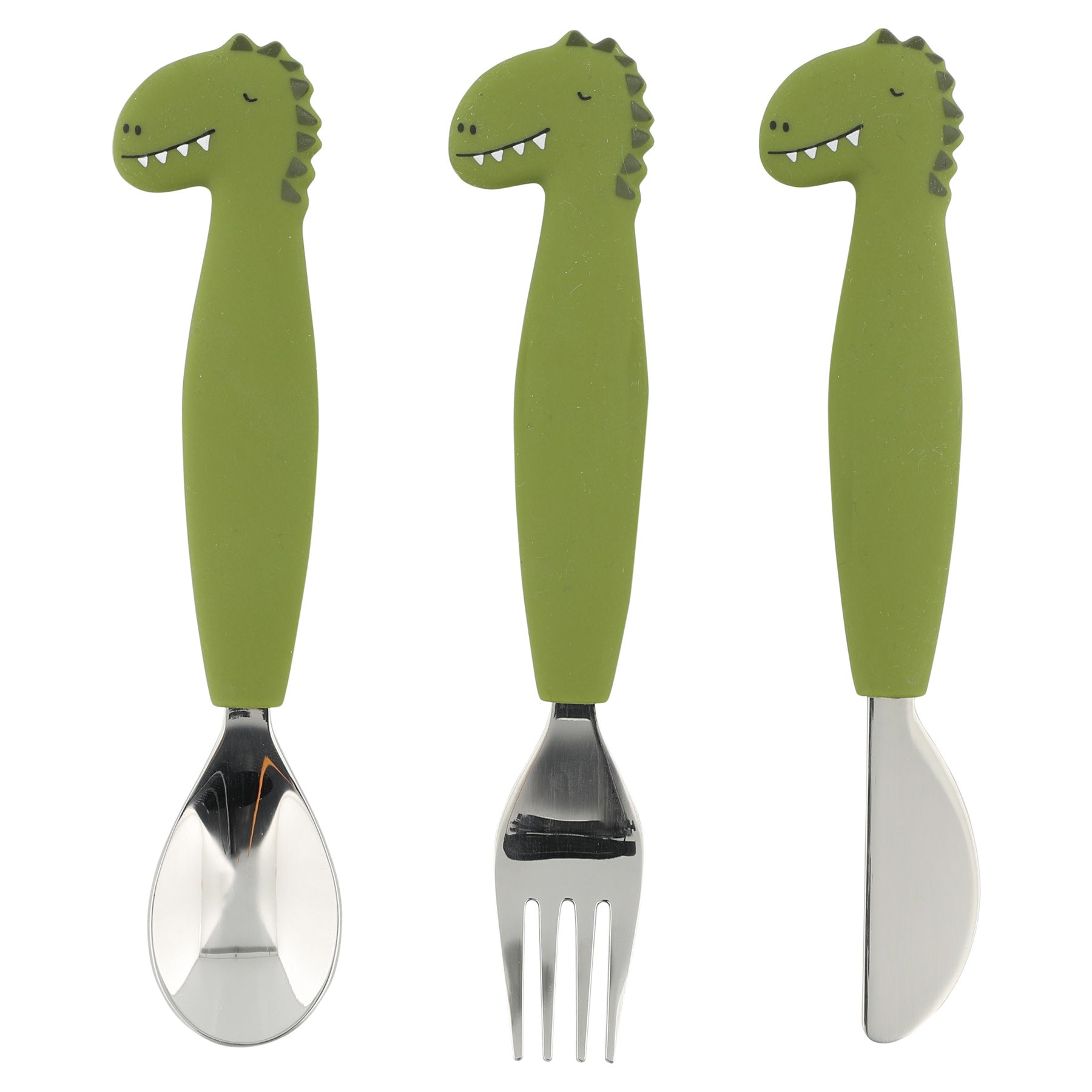 Set of Metal and Silicone Cutlery - Mr. Dino