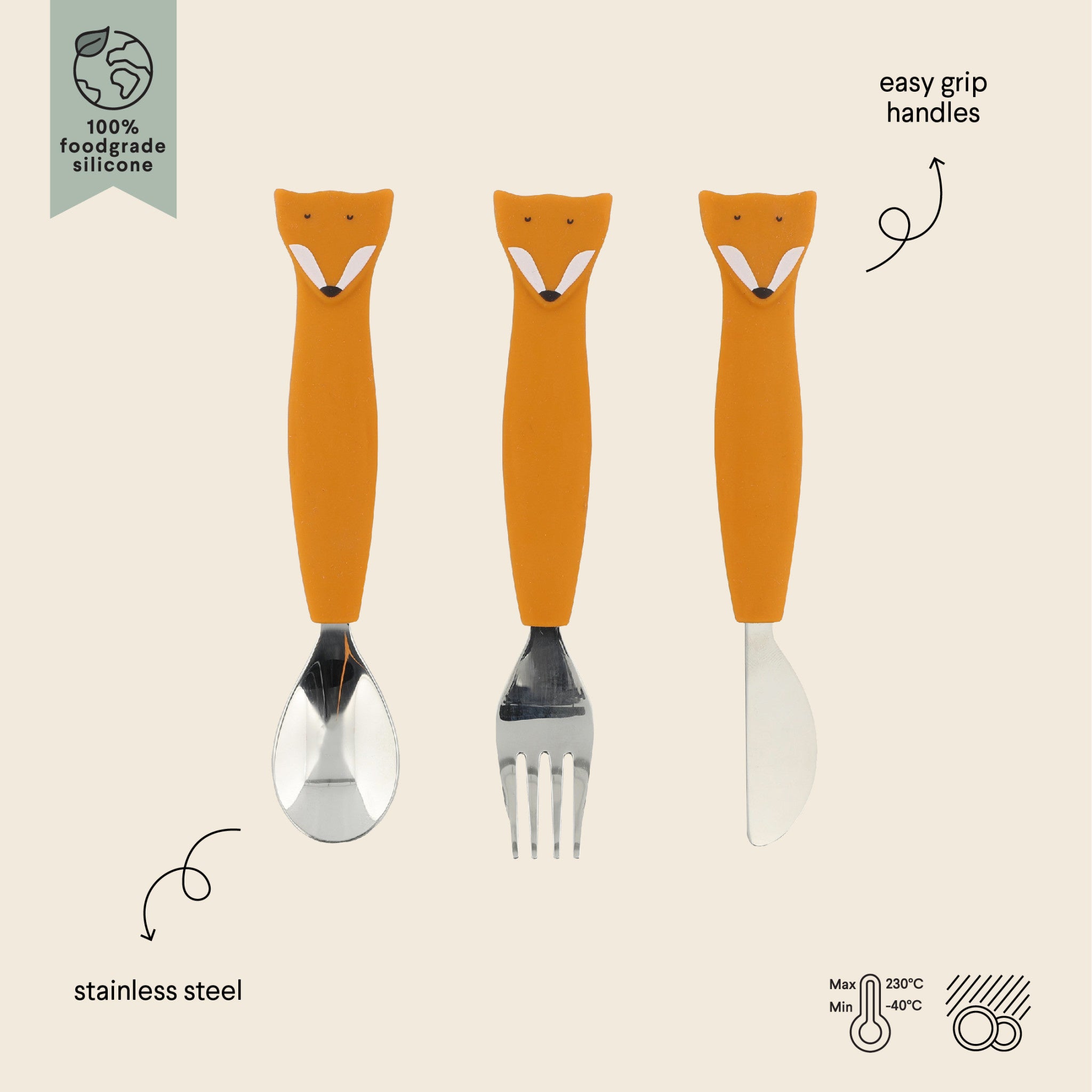 Set of Metal and Silicone Cutlery - Mr. Fox 