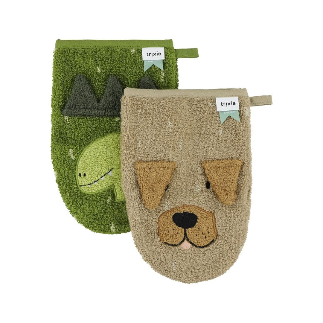 Lot de 2 gants de toilette Mr. Dog Mr. Dino