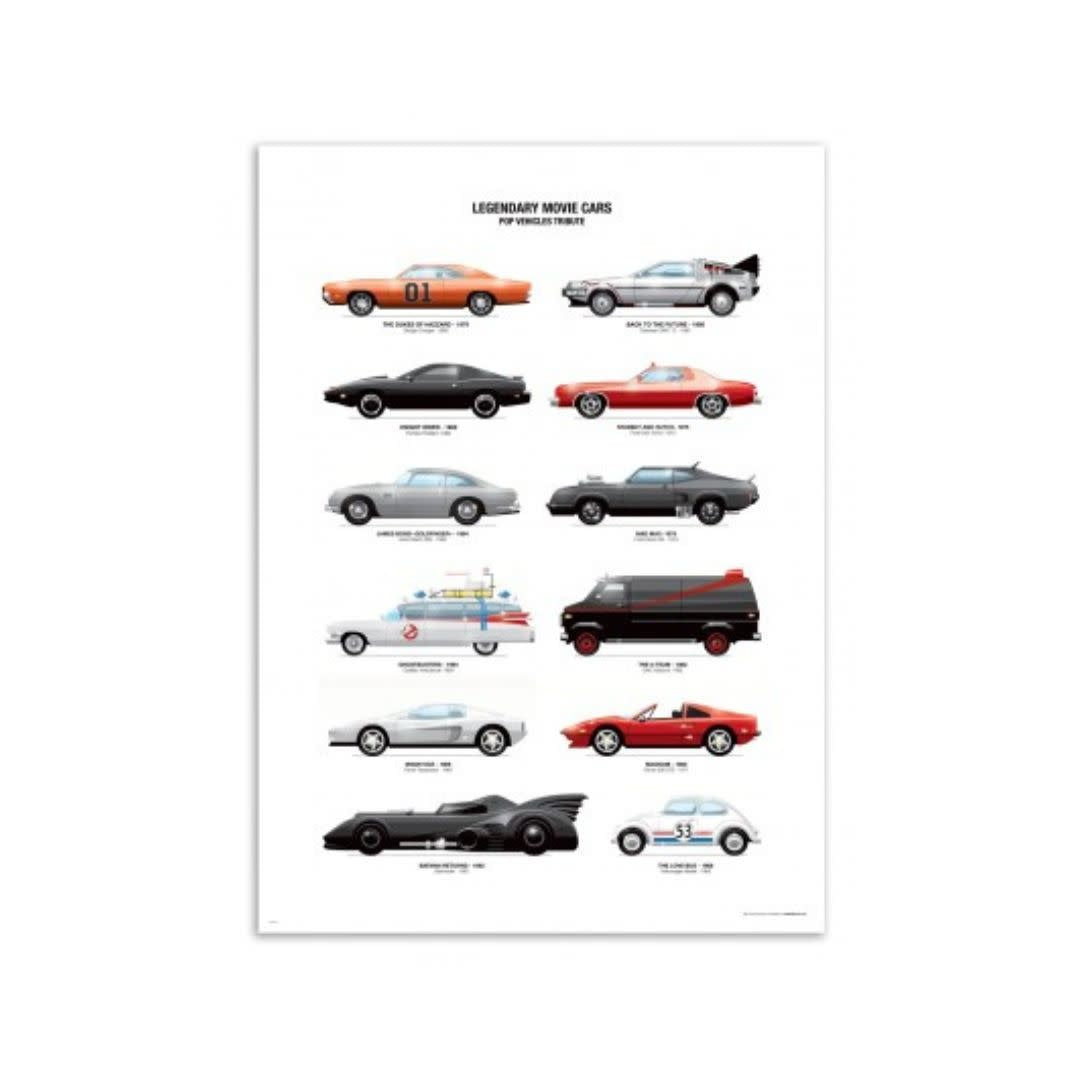 Poster - Bourdereau - The cars of legendary films